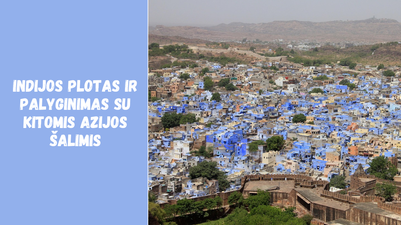 Indijos plotas ir palyginimas su kitomis Azijos šalimis: ką reiškia keliauti po milžiną?