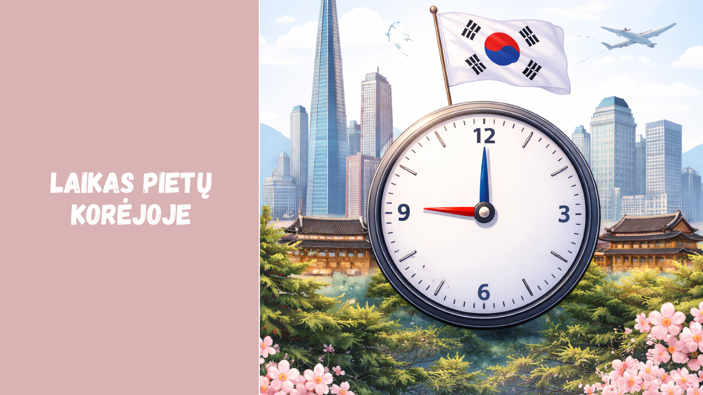 Laikas Pietų Korėjoje: laiko juosta ir laiko skirtumas