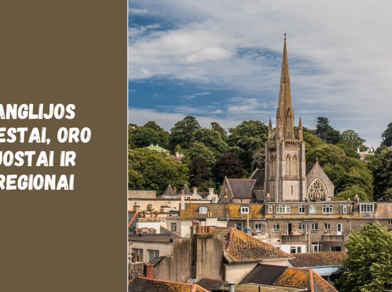 Anglijos miestai, oro uostai ir regionai