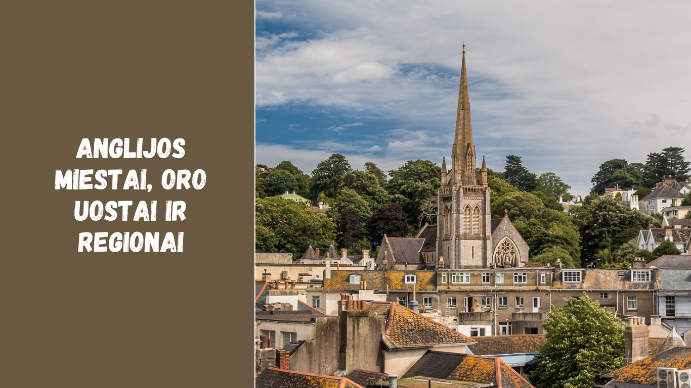 Anglijos miestai, oro uostai ir regionai