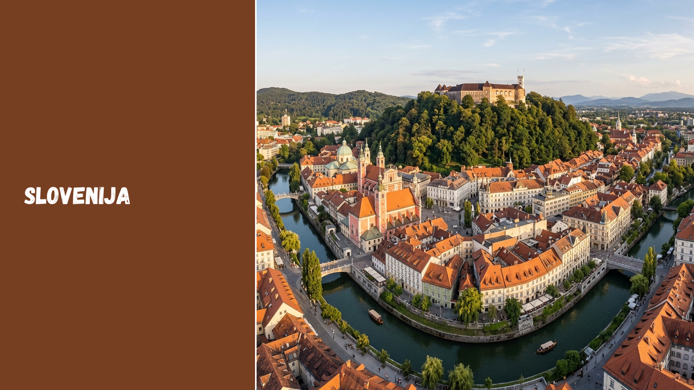 Iliustracija: Slovenija: sostinė, vėliava, valiuta, orai ir svarbiausi faktai