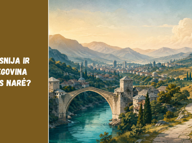 Originali iliustracija apie Bosnijos ir Hercegovinos kelią į Europos Sąjungą